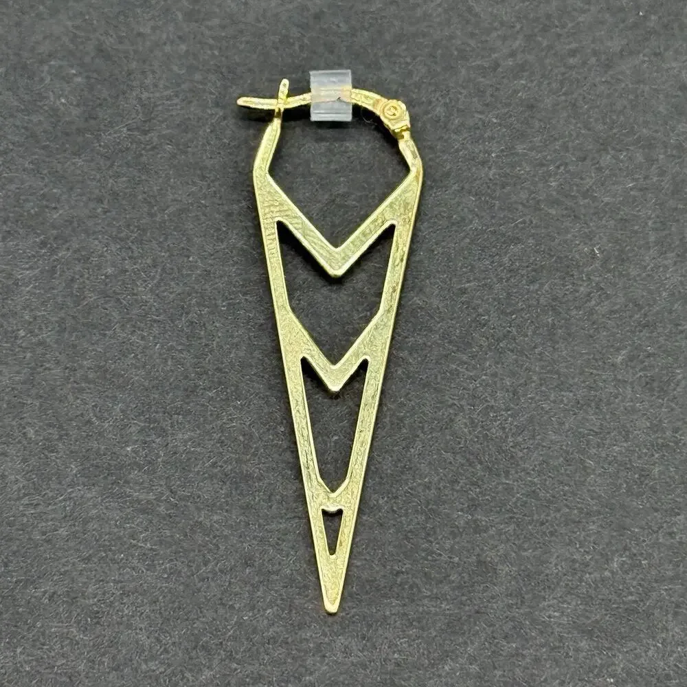 18K Gold Vermeil 925 Sterling Silver Geometric Chevron Spike Dagger Hoop Earring